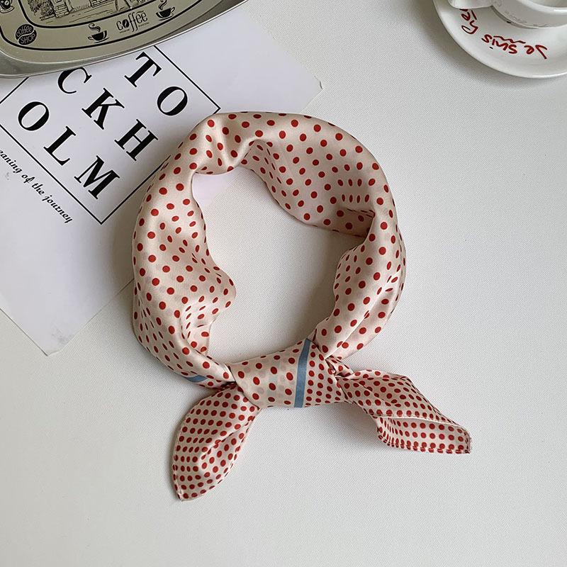 Fashion small polka dot simulation silk printing silk scarf high-end shawl sunscreen neck 70 square scarf women's sunscreen headscarf