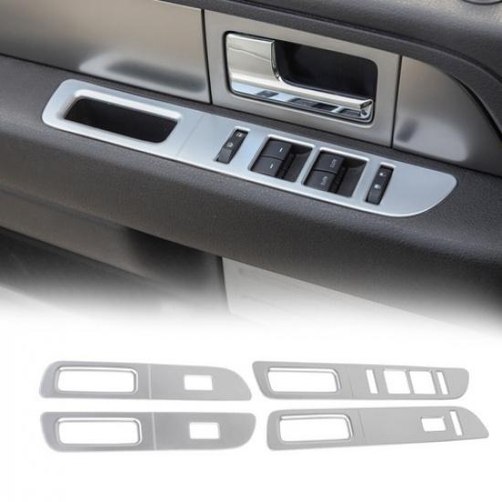 4X Silver Inner Window Lifter Switch Panel Decor Cover for Ford F150 2009-2014