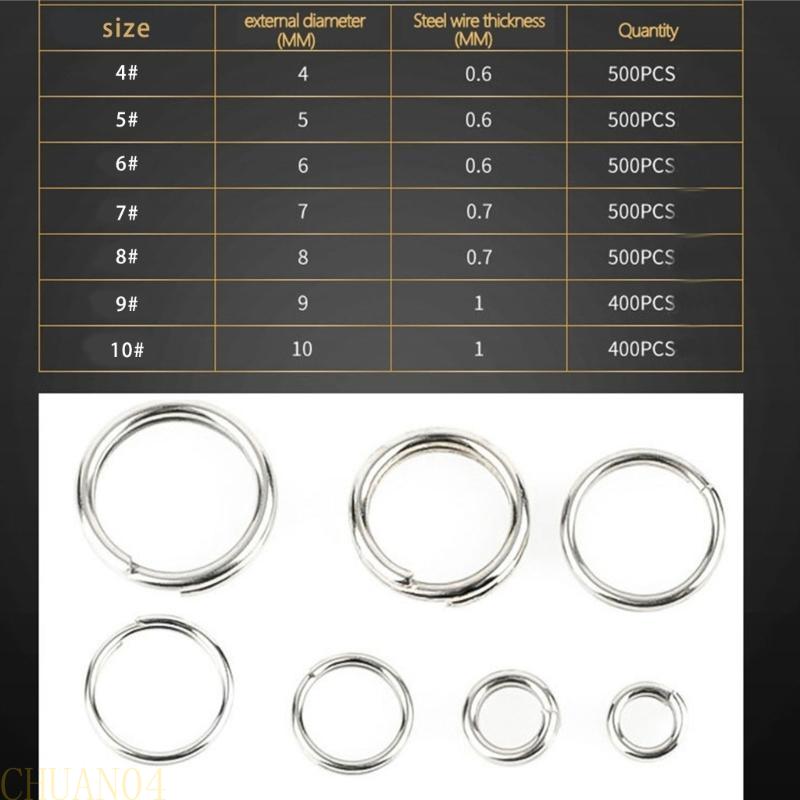 A1A2 500Pcs High Strength Fishing Split Rings Double Rings Connector Heavy Duty Lures Rings High Carbon Spring Steel Split Rings
