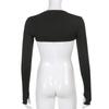 Women Thumbhole Long Sleeve Bolero Shrug Solid Color Open Front Cropped Cardigan Top Bodycon Slim Fit Sunscreen Arm Cover Jacket