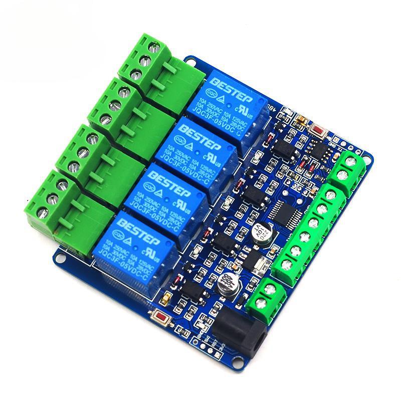 Modbus RTU 4-Channel Relay Output 12V 4 Switch Input 485 & TTL Pin Header Communication