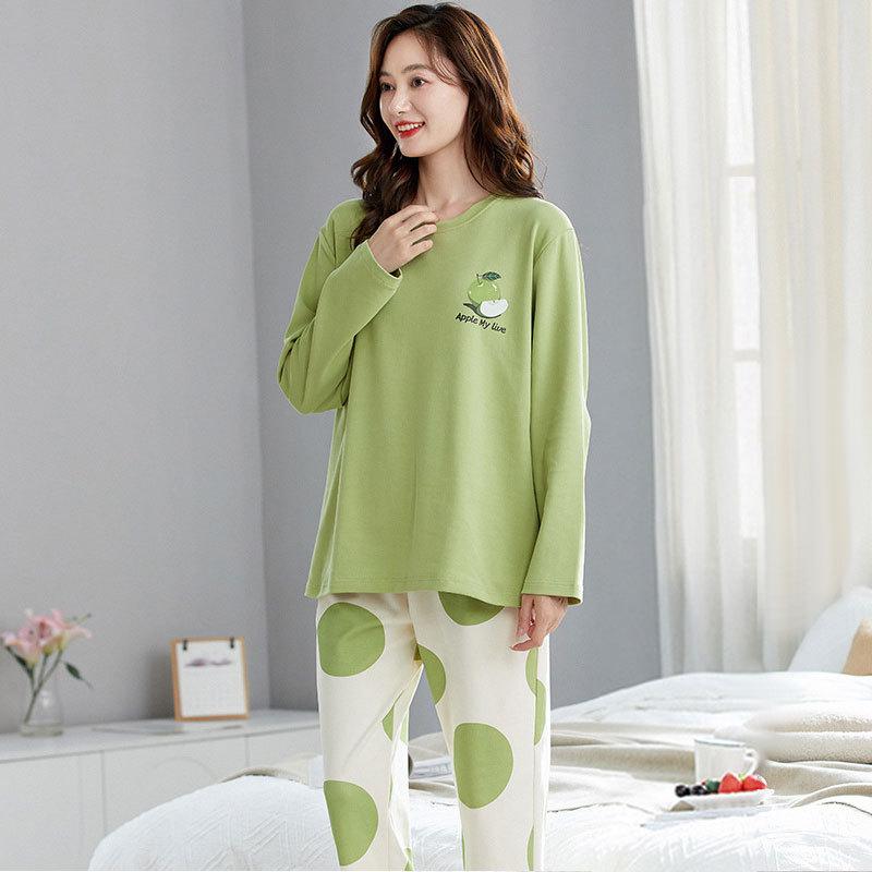 Douyin Live Pajamas Women's Round Neck Can Be Worn Outside, Autumn Simple Casual Style Women's Long-sleeved Loungewear Casual Suit