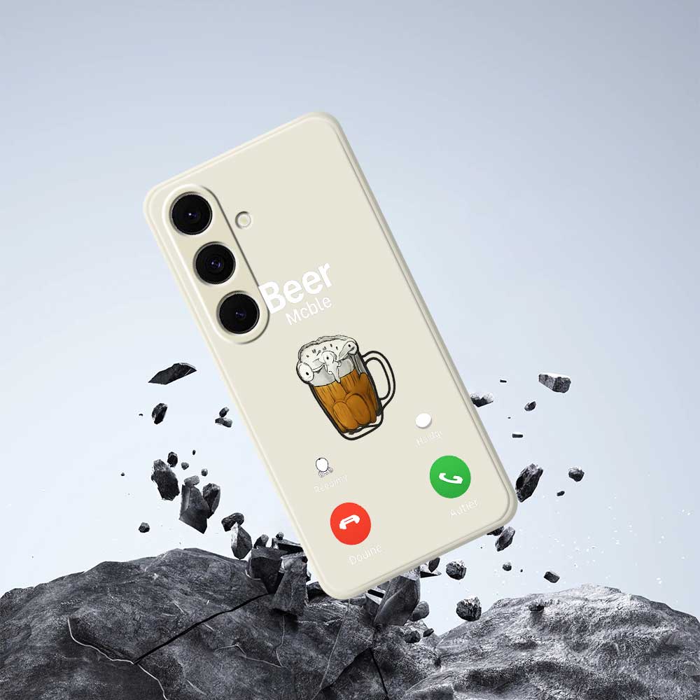 For Samsung Galaxy S24 FE Case Beer Pattern Printing Straight Edge TPU Phone Back Cover
