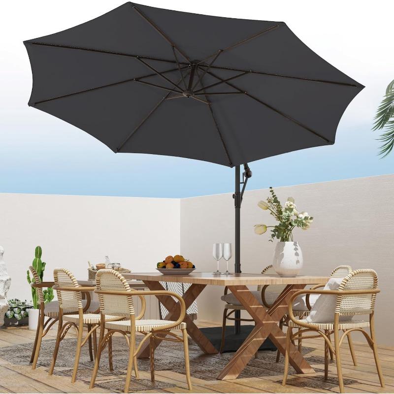 10ft Patio Umbrellas Offset Outdoor Cantilever Hanging Umbrella w/Infinite Tilt, Fade Resistant Waterproof Recycled