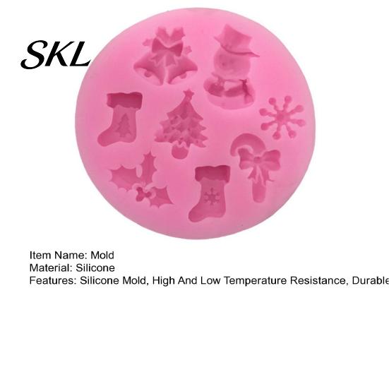 Festive Decoration Mold Christmas Silicone Mold, with 8 Christmas-Themed Shapes, Non-Stick Durable Handmade Soap Easy Clean for Chocolates Fondant
