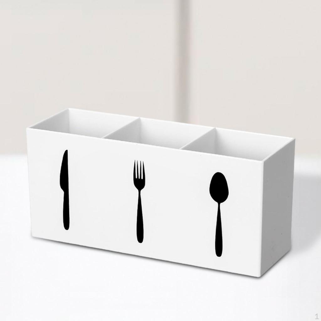 3-Grid Acrylic Utensil Holder for Easy Organization At Parties And Restaurants