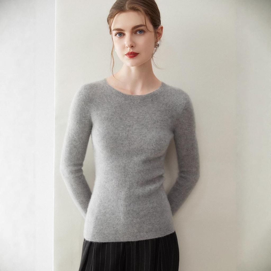 Slimming Cashmere Round Neck Women's Sweater - Autumn/Winter Collection