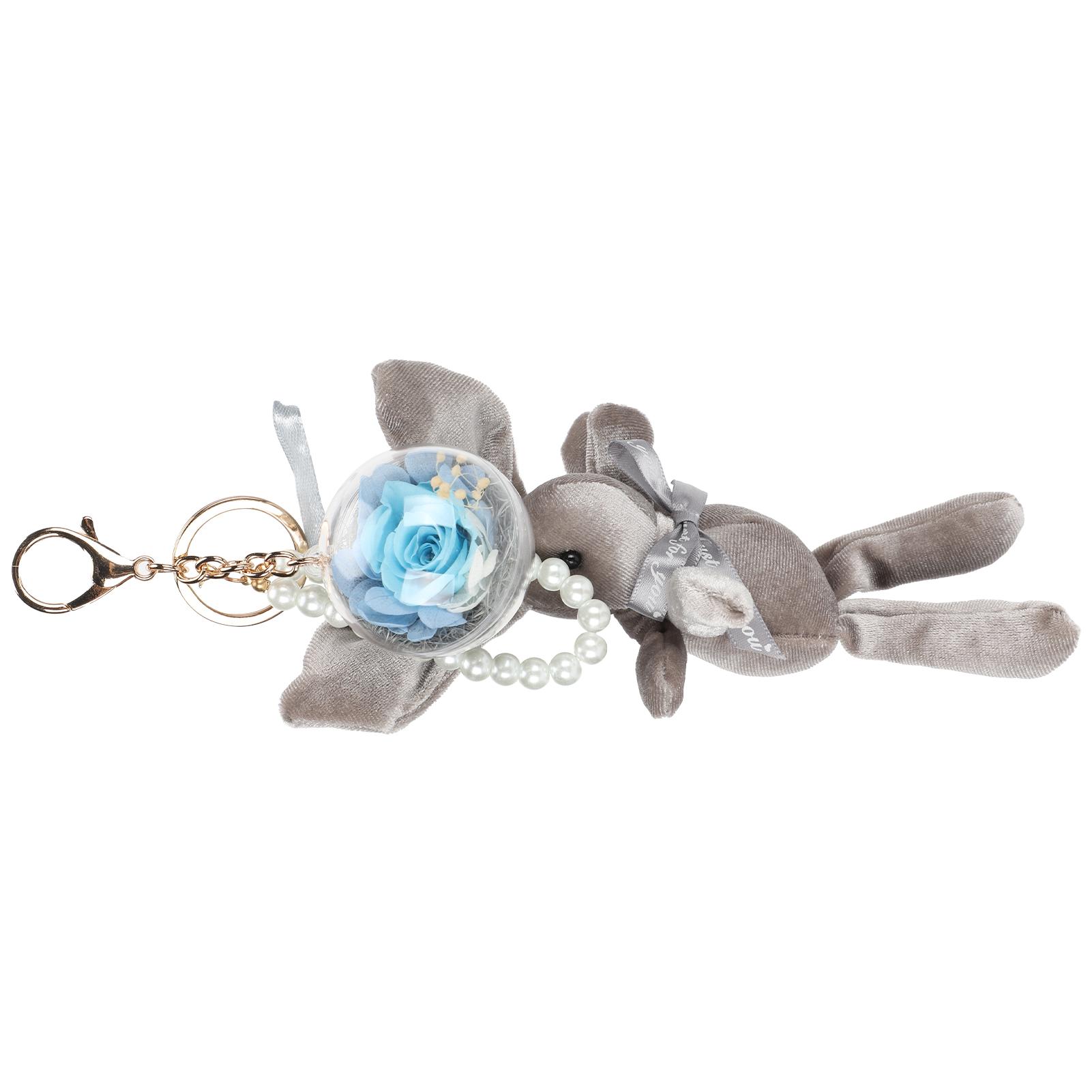 Cute Key Chain     Simulation Flower Key  Pendant Decor for Bag Backpack Wonderful Gift(Gray   Light Blue Flower )