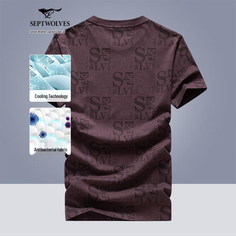 Septwolves Men s 7A Antibacterial Cool Round Neck Short Sleeve T-Shirt L