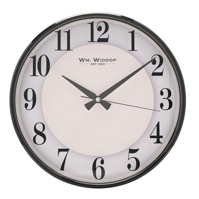 Nástenné hodiny Wm Widdop s bielym ciferníkom, tenké, 31 cm