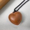 Spade Heart Leather Hemp Rope Necklace: Adjustable, Stylish Collarbone Chain