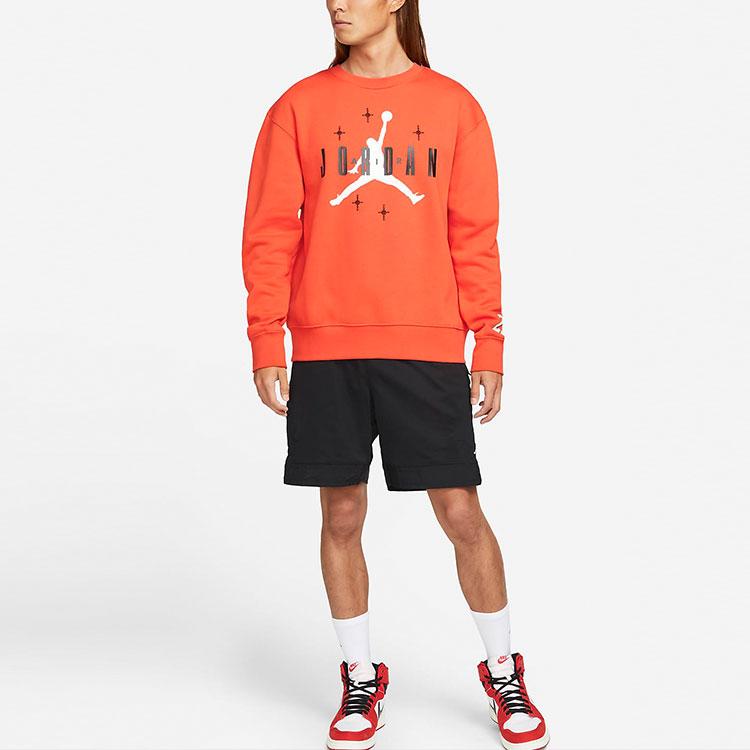 Air Jordan Logo Print Fleece-Lined Crew Neck Sweatshirt Men Sweatshirt Red DO9153-673