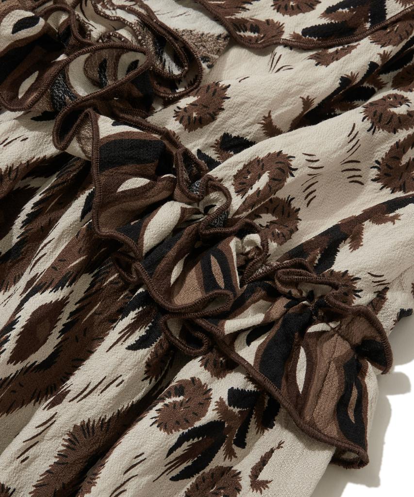 Penfield Ethnic V-Zone Frill Dress Brown_Fr3Ws64F