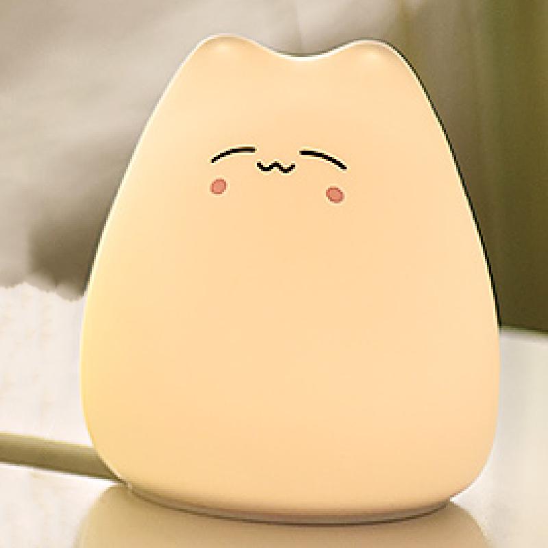 Cute Kitten Silicone Night Light - Eye Protection & Patting Feature for Cozy Atmosphere, Ideal for Dorms and Tables.