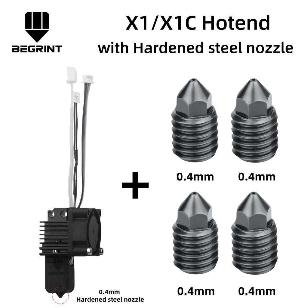 Für Bambu Lab X1C P1P P1S Kompletter Hotend-Druckkopf mit Lüfter Thermistor Keramikheizung 0,4mm Gehärtete Stahl-Düse Für Bambulab