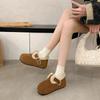 Lamb Wool Maillard Doudou Shoes Single Shoes Women's 2025 Winter New Flat-bottomed Wear with Velvet Bread Shoes Boken Shoes