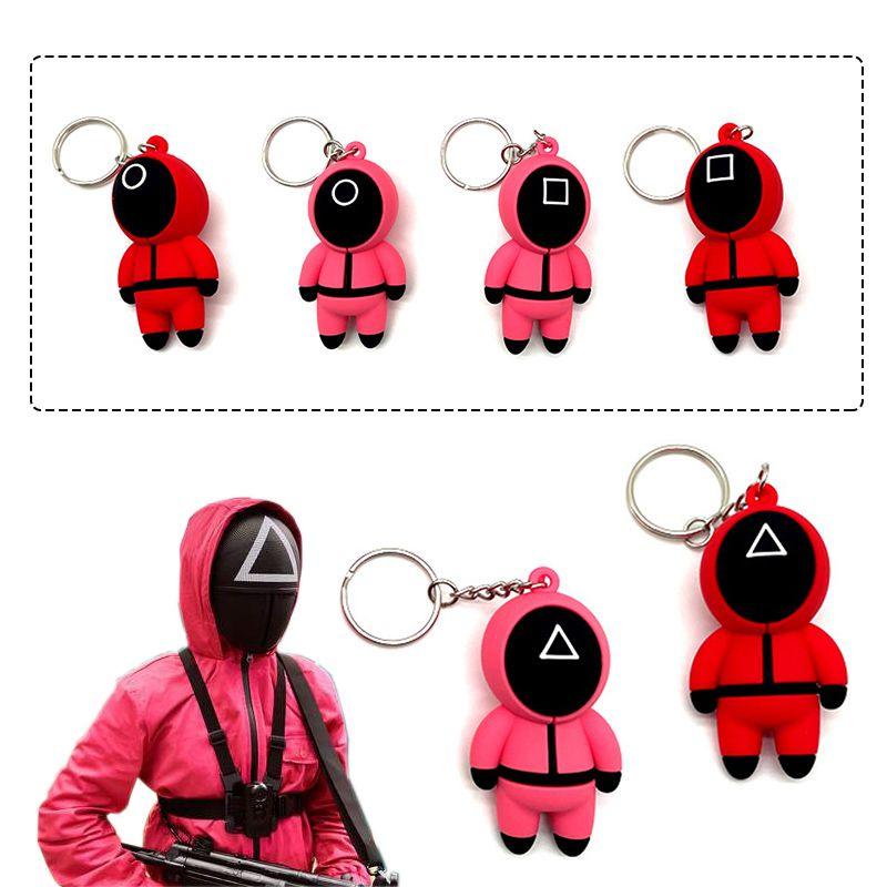 Stylish Squid Game Keychain Red Guard Staff Worker Figure Pendant For Fans