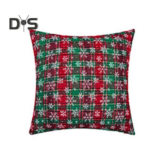 Vánoční povlak na polštář kostkovaný potisk Jednostranný potisk Stálobarevný skrytý zip Dostupné dvě velikosti Dekorace na pohovku Throw Povlak na polštář Polštář Sham