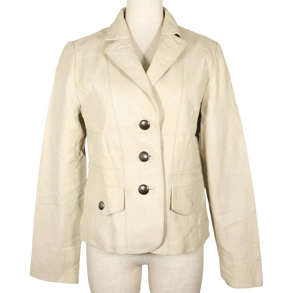 SONIA SONIA RYKIEL Lamb Leather Jacket Tailored Jacket Beige Lambskin/polyester Women Used