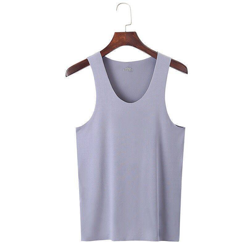 Men's borderless vest solid color sports base inner wear hurdle elastic vest sleeveless ice silk summer new