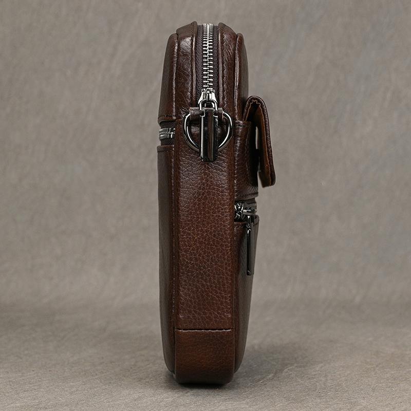 Casual top layer cowhide men's crossbody bag small shoulder bag outdoor waterproof mini waist bag for male phone pouch crossbody