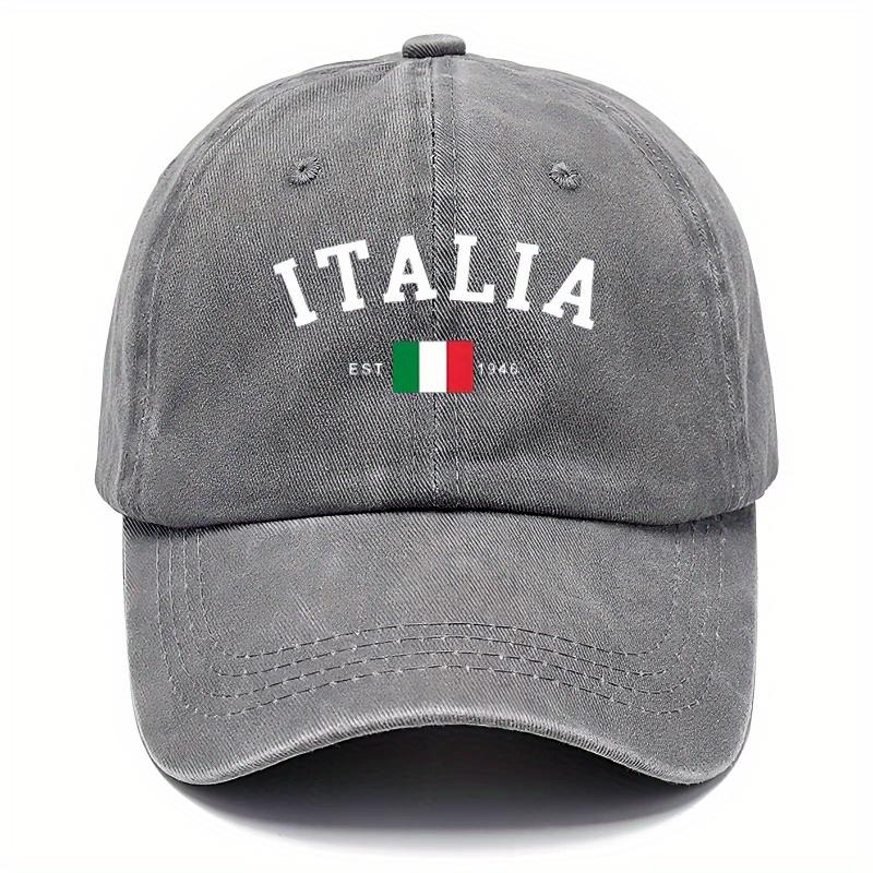 Retro Italian Flag Letter Print Baseball Cap  Adjustable Washable And Fashionable Dad Hat with Curved Brim for Outdoor Activi