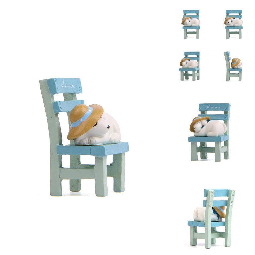 Resin Ornament Dog Lies On The Stool For Garden Decoration And Gift Exchanges