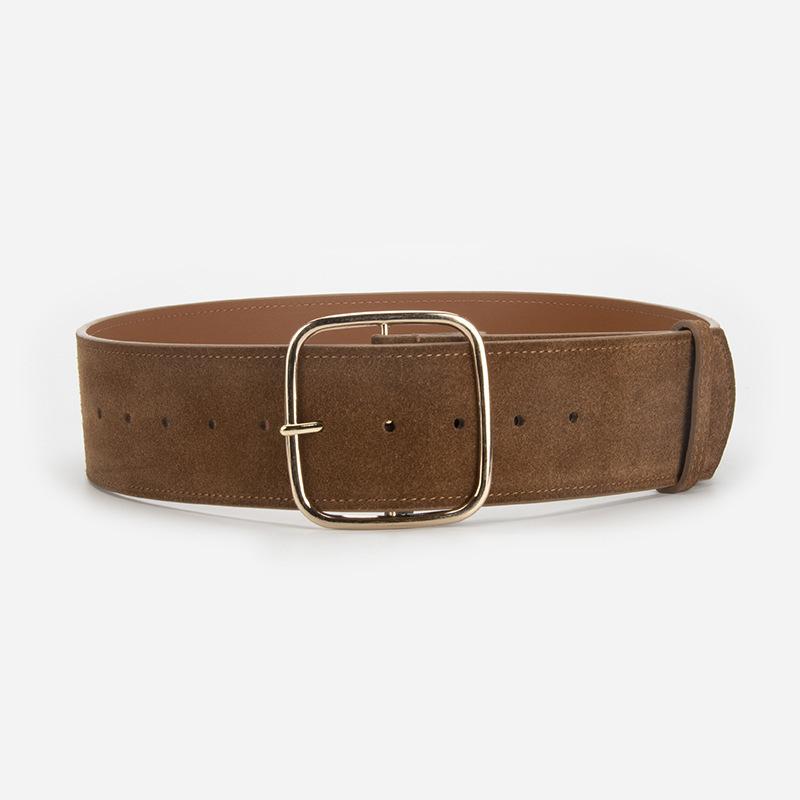 Nieuw leer retro gesp tailleafdichting dames mat suède koeienhuid riem met jas jurk