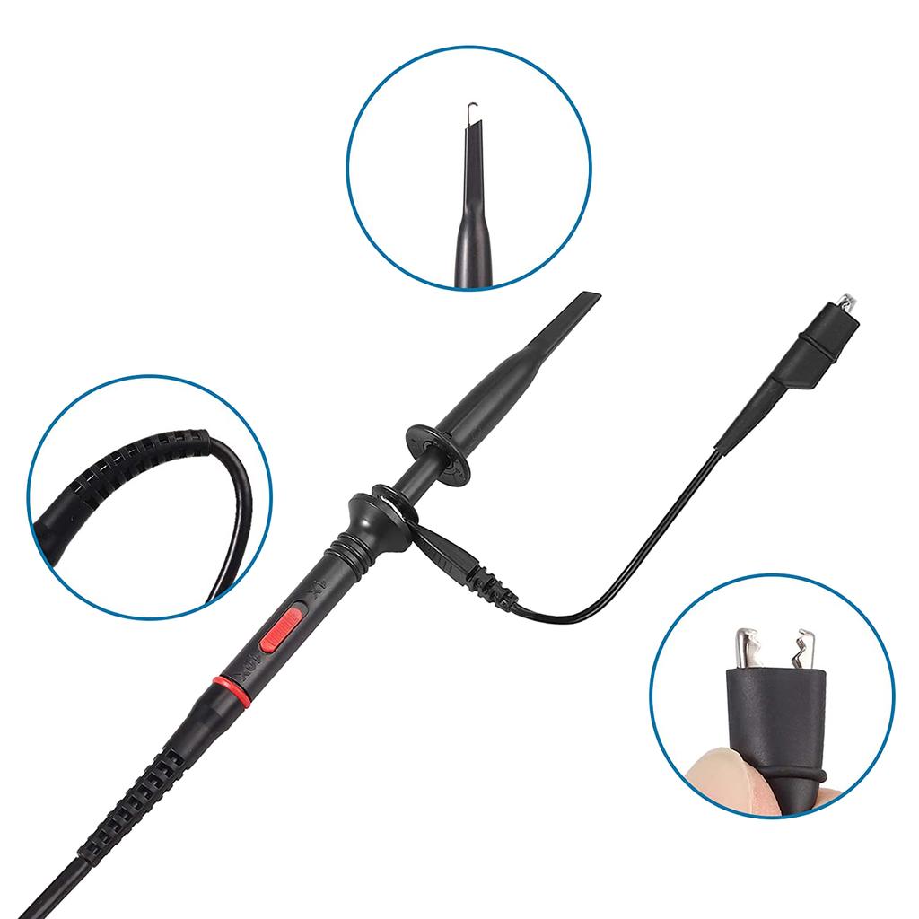A20F-P2200 Oscilloscope Probe With Accessories Kit 200Mhz Oscilloscope Clip Probes 1X 10X With BNC Mini Grabber Test Lead