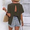 Fashion Casual Back Split Women's T-Shirt New Short Sleeve Top