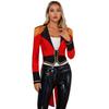 Womens Circus Ringmaster Tailcoat Double Breasted Deep V Neck Halloween Cosplay Jacket