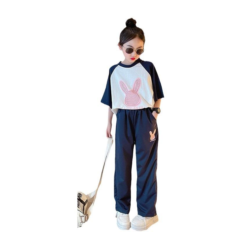 Fete sport din două piese vară modele fete fete mari vară cu mânecă scurtă costum casual pentru copii tricou costum