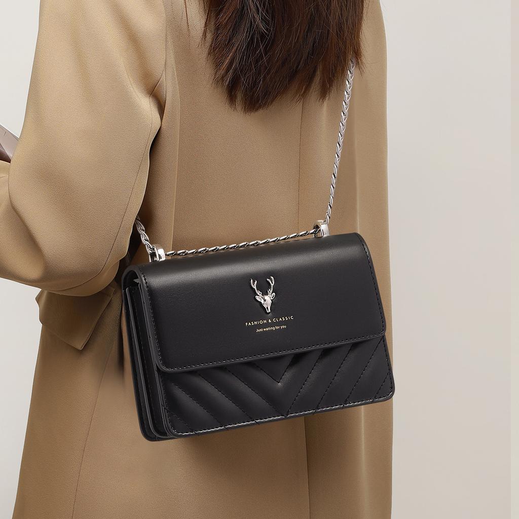 Small Bag New Fashionable Genuine Leather Women's Bag Chain Bag Crossbody Bag Autumn and Winter Small Square Bag Shoulder Bag