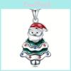 Christmas Santa Geometric Pendant Necklace With Micro Inlaid Alloy For Holiday Celebration