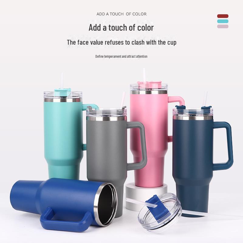 40oz Large Capacity 304 Stainless Steel Vacuum Flask with Handle and Straw