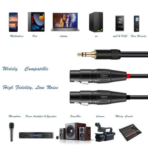Ipovoq XLR To 3.5mm Cable, 3.5mm Stereo Mini XLR To 2 XLR Stereo Converter, 1M, 3.5mm To 3.5mm Cable, 3-Pin XLR To 3.5mm Female, 2-Pin XLR To 3.5mm Fe