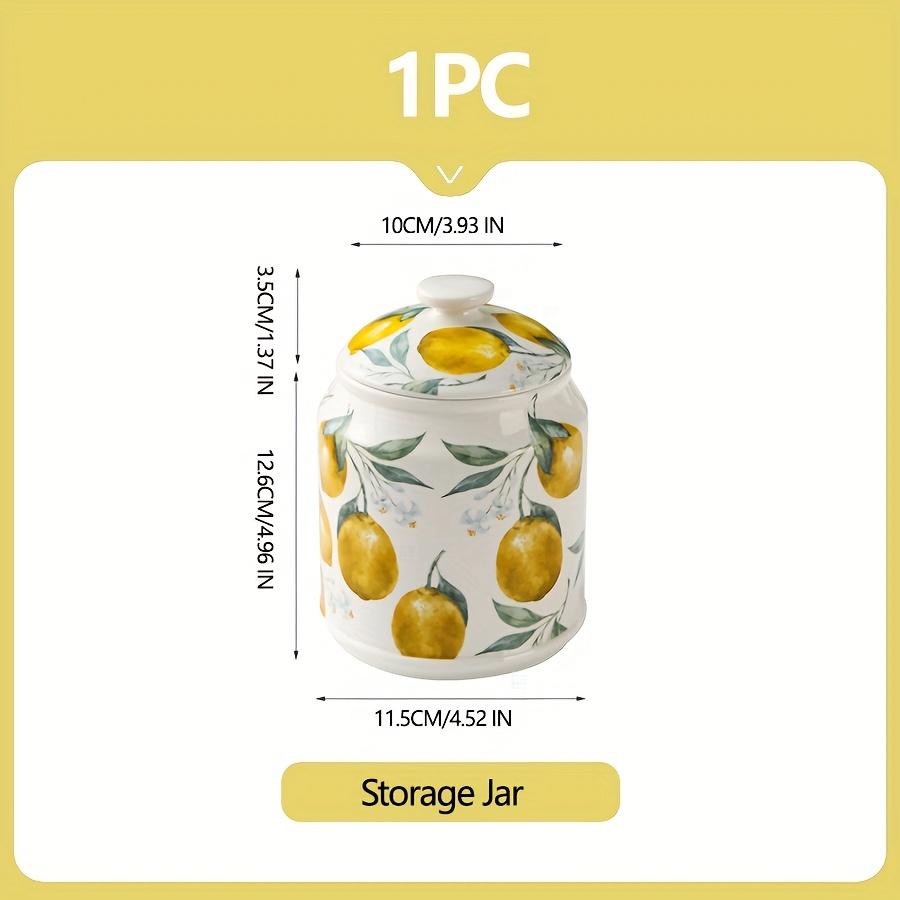 

Lemon Patterned Ceramic Storage Jar 1000ml Large Capacity Storage Tank Tea Coffee Beans Candies Kitchen Seasoning Spice Jars