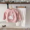 Swan Pattern Thick Knit Sweater & Pants Set for Babies & Children - Warm Two-Piece for Autumn/Winter