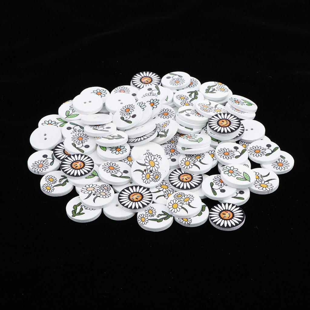 

100 шт. детские пуговицы декоративные с цветами ромашки для шитья, рукоделия
