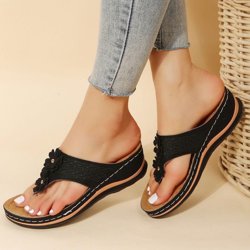 

Floral Beach Flip-Flops for Women - Comfy Slip-On Summer Slides, Versatile Casual Outdoor Footwear 43 чорний