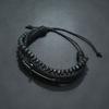 Retro Cross Layer Bracelet For Men Punk Black Hand Woven Cowhide Leather Adjustable Bead Bracelet Accessories Christian