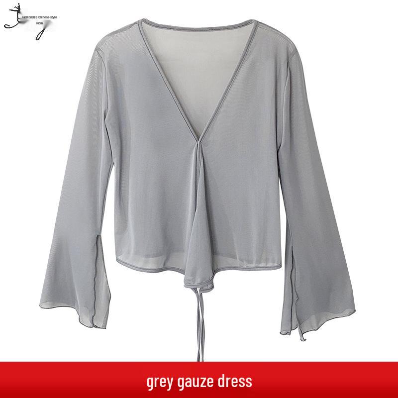 Chinese Classical Dance Costume: Women's Fairy Gauze Top and Mesh Skirt Set