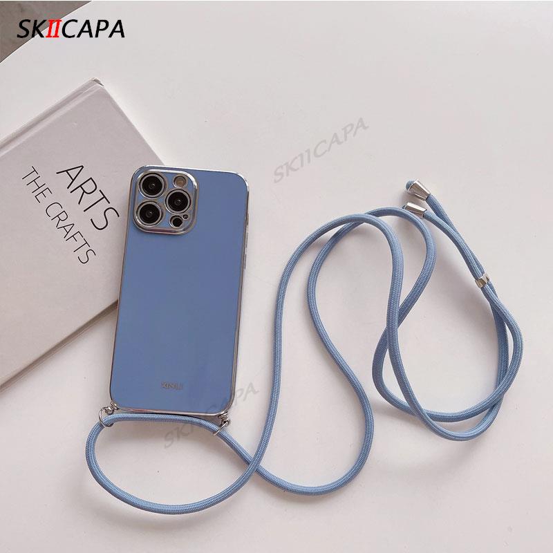 

Для Xiaomi 15T Ремінець-ланцюжок через плече Чохол для телефону з покриттям для Xiaomi Mi 15 T 15T 17 Pro Max Гальванізований силіконовий чохол for xiaomi 17pro max