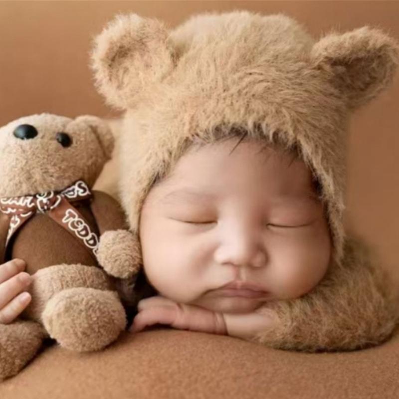 Baby Photography Props Bear Shape Outfit and Hat Set Boy Girl Outfit Photo Shoot Clothes Baby Costume Clothing