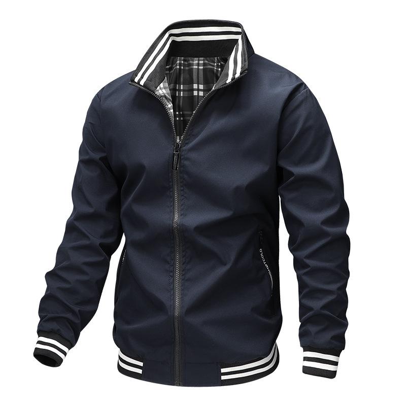 Spring and Autumn New Solid Color Men's Cardigan Jacket Loose Business Casual Thickened