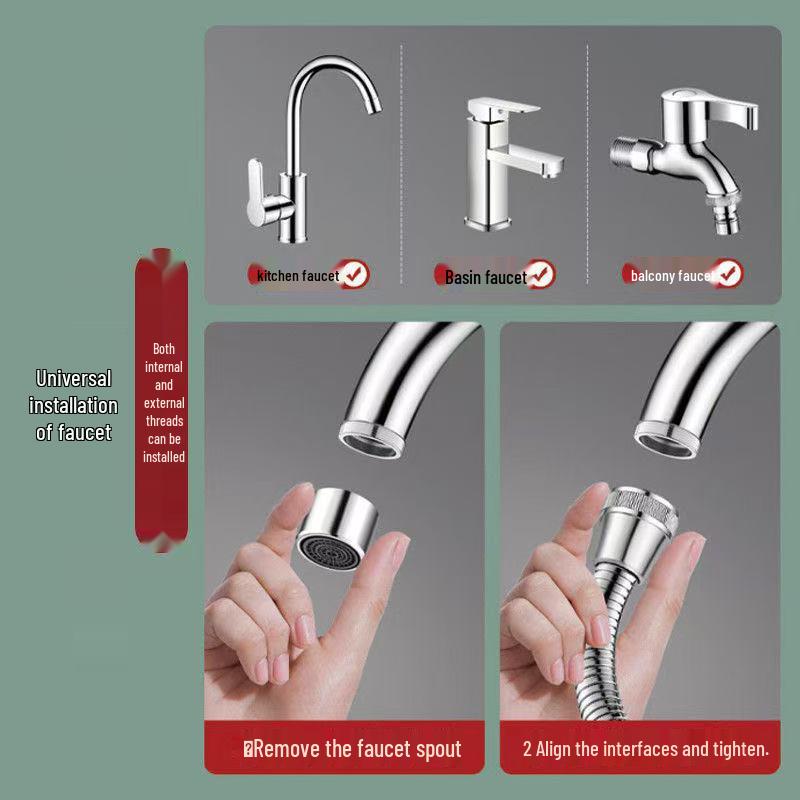Universal Faucet Extension Tube with Shower Head, Kitchen Filter, and Aerator for Pressurized Water Flow