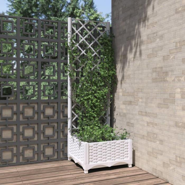 VidaXL Jardinière avec treillis Blanc 40x40x121,5 cm PP 153279