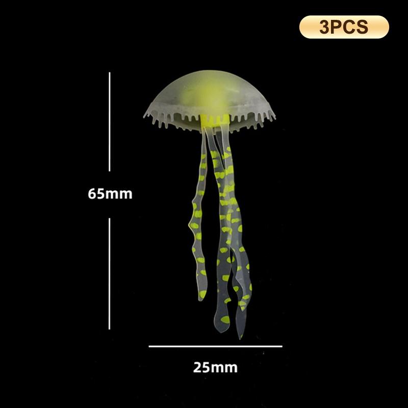 3Pcs Artificial Glowing Fluorescent Jellyfish Aquarium Decoration Fish Tank Underwater Plant Marine Aquatic Landscape Ornament