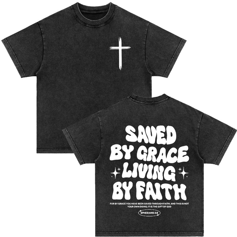 Christian Jesus Died for Me Now I Live for Him Bible Verse Vintage Washed T-shirts Men Women Fashion Harajuku Oversized T Shirts