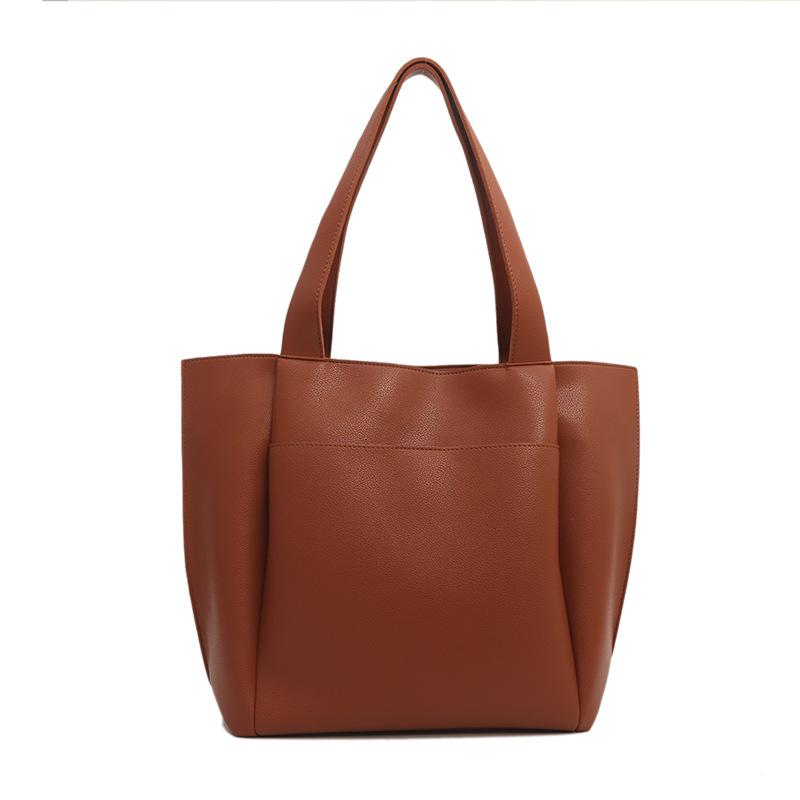 

New retro trend large capacity shoulder underarm tote women s bag simple fashion zipper model коричневий